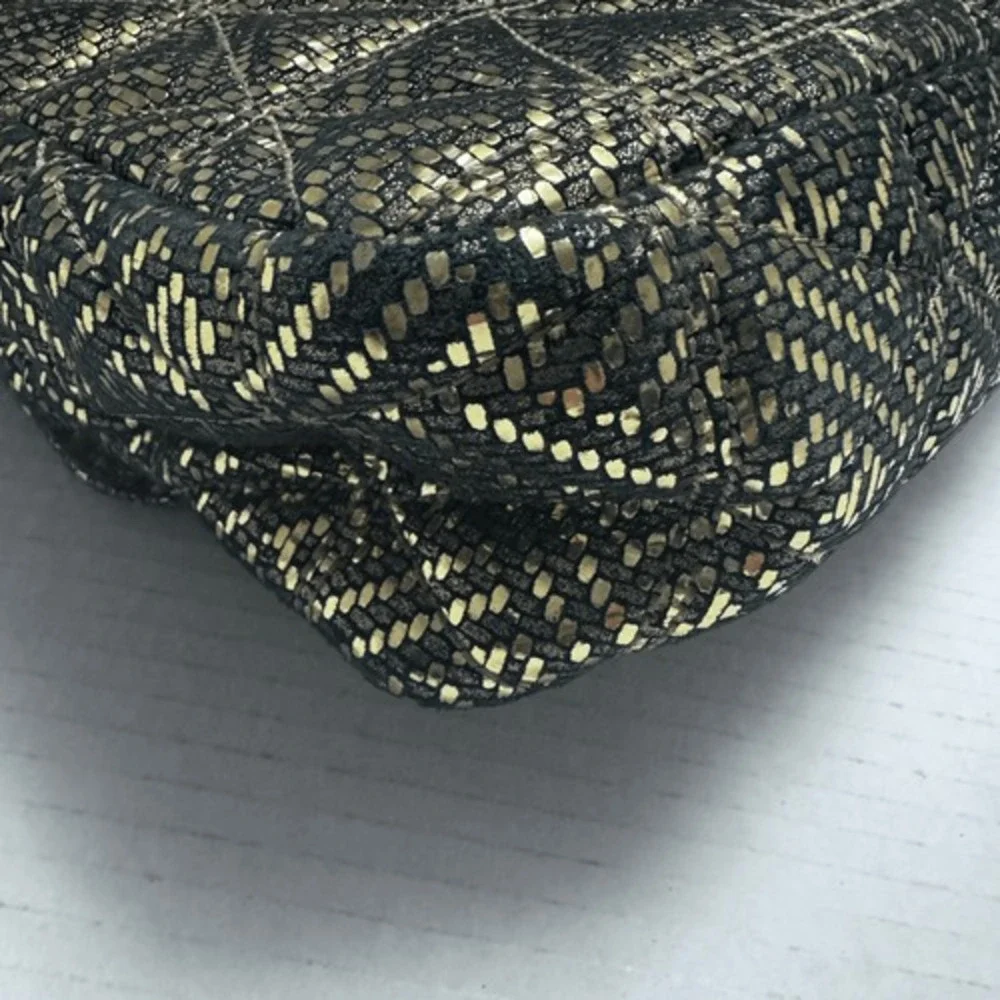 MICHAEL‎ KORS Gold Metallic Sloan Quilted Pyramid Large Chain Shoulder Bag Purse